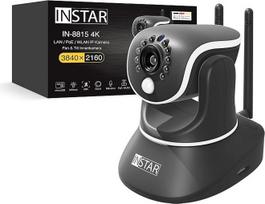 INSTAR IN-8815 4K IP vidaus stebėjimo kamera, juoda, valdoma (PT), LAN/WLAN/PoE, AI judesio aptikimas, "HomeKit" kamera, IR naktinis matymas, aliarmo įvestis/išvestis, garso išvestis, MQTT, WPA3, NDAA/TAA