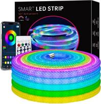 Išmaniosios LED neoninės šviesos juostelės, 5 m, WLAN ir "Bluetooth", RGB, programėlės valdymas, 15 mm, 360° apšvietimas visomis kryptimis, USB 5 V