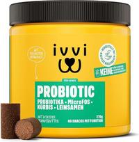 ivvi Probiotic Probiotikai šunims - skanėstai šunims, gerinantys virškinimą ir imuninę sistemą - 60 skanių užkandžių (270 g) su žemės riešutų sviestu