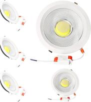JANDEI 30W įleidžiamas COB LED šviestuvas, apvalus baltas rėmo prožektorius, 212x52 mm (185 mm montavimo anga), 2700 liumenų, IP44 - 5 vienetai (natūrali šviesa 4200k)