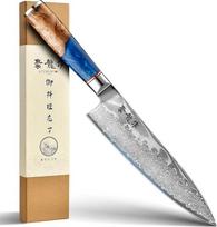 Japoniškas virėjo peilis, 20 cm Damasko peilis Virtuvės peilis, pagamintas iš VG10 plieno, rankų darbo aštrus peilis su ergonomiška rankena, virėjo peilis virėjams mėgėjams, maisto gaminimo dovanos vyrams ir moterims