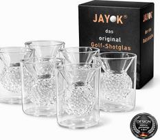 JAY K Golf Shot Glass 5cl - 3D golfo kamuoliuko dizainas stiklinėje - dvigubos sienelės Shot Glass - aukščiausios kokybės dovana golfo žaidėjams, vyrams, moterims ir golfo gerbėjams - golfo šūvių dovanų idėjos priedai, 6 vnt. pakuotė