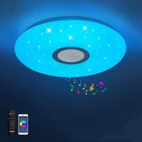 JDONG "Bluetooth" LED lubų šviestuvas su garsiakalbiu, nuotolinio valdymo pulteliu ir programėle, RGB spalvų kaita, reguliuojamo ryškumo žvaigždės, skirtas miegamajam, vaikų kambariui, vonios kambario šviestuvui, 54 W, skersmuo 50 cm