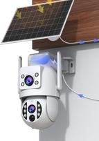 JOOAN Lauko saulės stebėjimo kamera, 2Kx2 HD, dviguba kamera, 360° PTZ stebėjimo kamera, lauko baterija, 2,4 GHz WLAN kamera su PIR judesio jutikliu, spalvotas naktinis matymas, 2 krypčių garsas, avarinis režimas