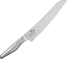 KAI Seki Seki Magoroku Shoso duonos peilis 21,0 cm ilgio geležtė - 5CR15MoV nerūdijantis plienas 56 (±1) HRC - išgaubtas pjūvis - 18-8 nerūdijančio plieno rankena su deimantiniu raštu - dantyti ašmenys - pagaminta Japonijoje