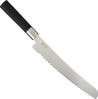 KAI Wasabi juodas duonos peilis 23,0 cm ilgio geležtė - Nerūdijantis 6A/1K6 poliruotas nerūdijantis plienas 58 (±1) HRC - Juoda polipropileno rankena - dantytas peilis - Pagaminta Japonijoje