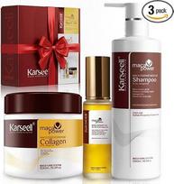 Karseell MACA PRIEŽIŪROS SISTEMOS RINKINYS Kolageno kaukė 500 ml + Argano aliejus 50 ml + Šampūnas 500 ml Plaukų atstatymas Profesionalus drėkintuvas Anti-Frizz Shine Effect Sausų pažeistų plaukų Maca Essence Complete Treatment