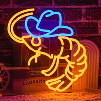 Kaubojus Krevetės Neon ženklas sienų apdaila Krevetės Neon šviesos sienos menas Krevetės LED ženklas Baras LED ženklai Jūros gėrybių restoranai Virtuvė Pubas Verslas Žmogus urvas