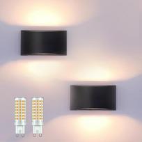 KICAAO sieninis šviestuvas su keičiamu 7 W G9 LED lauko apšvietimu Šiltai balta 3000 K sieninis šviestuvas Aliuminio sieninis šviestuvas vidaus / lauko patalpose 2 vnt.