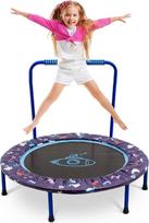 Kinder Trampolin Ø 96 cm Indoor/Outdoor Mini kindertrampolin mit verstellbarem Schaumstoffgriff & Sicherheitspolster,Leises Fitness Trampolin für Kinder ab 2 Jahren
