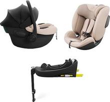 KINDERKRAFT Endura Safe Modular System, 3-in-1, vaikams ir kūdikiams, automobilinė kėdutė, pasukamas pagrindas (90°), itin lengva (3,2 kg), aukščiausios kokybės paminkštinimas, galvos apsaugos sistema, smėlio spalvos