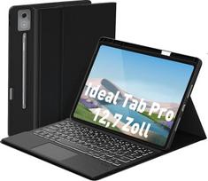 Klaviatūra su dėklu "Lenovo Idea Tab Pro 2025" 12,7 colio, "Bluetooth" belaidė klaviatūra su "Trackpad", įkraunama ir nuimama, 7 spalvų apšvietimas ir QWERTZ, juoda