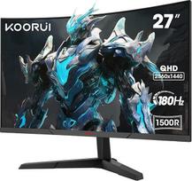 KOORUI 27 colių žaidimų monitorius, 1800R paviršiaus ekranas 2560X1440 (QHD), 144 Hz 1 ms, DCI-P3 85%, itin plona diafragma, reguliuojamas pakreipimas, palaiko HDMI/DP