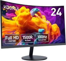 KOORUI lenktas monitorius - 23,6 colių (61 cm) FHD lenktas kompiuterio monitorius, VA skydelis, 60 Hz, 1800R išlenkimas, posvyrio reguliavimas, akių apsauga, HDMI, VGA žaidimų monitorius, juodas 24N5C