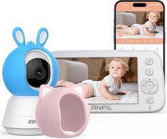 Kūdikių monitorius su kamera be "WiFi" - 5 colių ekranas, naktinis matymas, VOX režimas, temperatūros stebėjimas, dvipusis garsas, kūdikių kameros stebėjimas, "Eco" režimas, pasukamas 355° kampu, pakreipiamas 120° kampu