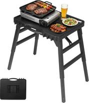 Lauko kepsninės vežimėlis, skirtas "Weber Q100/Q200/Q300", "Enders Urban", "Burnhard Wayne", "Ninja Woodfire", nešiojamas serviravimo vežimėlis, lauko kepsninės stovas, grilio stalas picų kepimo krosniai