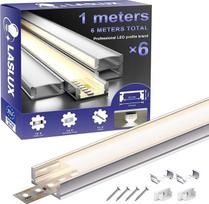 LED aliuminio U formos profilis 1 m x 6 vnt. (6 m) su pieno baltumo dangteliu Kanalo difuzorius Aliuminio LED juostelės Bėgeliai Kanalo juostelė Aliuminio profilio juostelė Šviesos kanalas LED juostelė Aliuminio bėgelis Įleistinio montavimo profilis