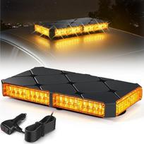 LED besisukanti šviesa Magnetas 12 V 24 V - 48 šviesos diodų įspėjamoji oranžinė automobilio šviesa su 16 blyksnių režimų, IP67 vandeniui ir 4,8 m kabeliu - itin ryški geltona šviesa traktoriui, sunkvežimiui, krautuvui, automobiliui, priekabai