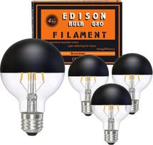 LED G80 E27 kaitinamoji lemputė 6 W Head Mirror Black 2700 K Warm White Frosted Black Crown Shadowless Light Bulb Pack of 4