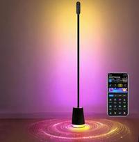 LED grindų lempa Svetainė su garsiakalbiu ir baltuoju triukšmu, RGBICWW grindų lempa, reguliuojamas kampinis skaitymo šviestuvas, veikia su "Alexa", "Google Assistant", muzikos sinchronizavimas, programėlės valdymas, AI aptikimo grindų lempa žaidimams