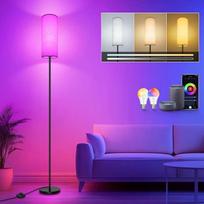 LED grindų lempa, "WiFi RGBCW" grindų lempa gyvenamajame kambaryje, 9 W E27 reguliuojamas apšvietimas, grindų lempa su programėle, veikia su "Alexa" ir "Google Assistant", "pasidaryk pats" režimas, muzikos režimas ir laiko funkcija (balta)