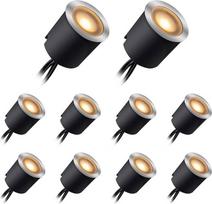 LED įleidžiamas grindų prožektorius su juodu apsauginiu gaubtu, LED terasos apšvietimas, įleidžiamas grindų prožektorius, lubų prožektorius IP67 DC12 V, skirtas virtuvei, sodui, laiptams, balkonui, terasai (šiltai balta, komplektas iš