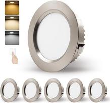 LED įleidžiami prožektoriai, 230 V, 5 W, LED prožektoriai, IP44 vonios kambario įleidžiami šviestuvai, lubų prožektoriai, 68-75 mm skylės dydžio ir 20 mm itin plokšti, šiltos baltos, neutralios baltos, šaltos baltos spalvos įleidžiami šviestuvai