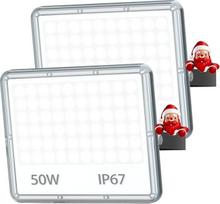 LED lauko prožektorius 50 W - 5000 LM 6500 K LED prožektorius lauko prožektorius šaltai baltas 2 vienetai IP67 lauko prožektorius, atsparus vandeniui, skirtas sodui / kiemui / lauko reikmėms