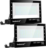 LED lauko prožektorius, 100 W, 2 vienetai, itin ryškus 10000 LM prožektorius, 6500 K, vėsiai baltas prožektorius su kištuku, IP66 atsparus vandeniui, statybinis prožektorius, prožektorius, lauko prožektorius sodui, kiemui, garažui, sporto aikštynui