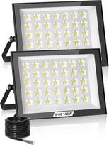 LED lauko prožektorius, 100 W, 2 vnt., 10000 LM itin ryškus LED prožektorius, 6500 K šaltai baltos spalvos prožektorius, IP66 vandeniui atsparus lauko prožektorius, lauko prožektorius sodui, garažui, sporto aikštelei