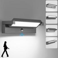 LED lauko sieninis šviestuvas su judesio jutikliu, 36 W lauko sieninis šviestuvas, IP65 vandeniui atsparus lauko sieninis šviestuvas 6500 K šaltai baltos spalvos sieninis šviestuvas, lauko šviestuvas su 350° pasukamuoju skydeliu sodui, kiemui, tamsiai pil
