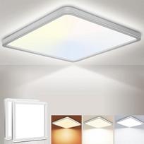 LED lubų šviestuvas 24 W 6000 K/4000 K/3000 K, 3200 LM IP54 itin plonas lubų šviestuvas, plokščias kvadratinis modernus vonios kambario šviestuvas, virtuvės šviestuvas prieškambaryje, miegamajame, balkone, svetainėje, skersmuo 30 cm, baltas, 2 vnt.