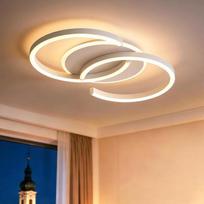 LED lubų šviestuvas miegamajam 3000 K šilta šviesa, modernus baltas "S" formos 2 žiedų lubų šviestuvas 32 W 50 cm 3200 lm, skirtas miegamajam, virtuvei, balkonui, prieškambariui, nedegus, be nuotolinio valdymo pulto