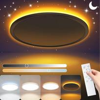 LED lubų šviestuvas su naktine šviesa, 36 W apšvietimas su nuotolinio valdymo pulteliu ir laikmačiu, apvalus plokščias šviestuvas miegamajam, svetainei, virtuvei, vonios kambariui, vaikų kambariui, skersmuo 39 cm