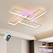 LED lubų šviestuvas su nuotolinio valdymo pulteliu, baltas lubų šviestuvas su atmintimi, svetainės kambario šviestuvas lubų stačiakampio formos lubų šviestuvas gyvenamajame kambaryje 50 W, svetainės kambario šviestuvas, taupantis energiją 3000-6000 K