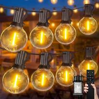 LED pasakų žibintai Lauko galia 18 m, 40 + 3 G40 lemputės Dimmeris Pasakų žibintai Lauko šilta balta su laikmačiu, IP44 vandeniui atsparus balkono apšvietimas Šalis Sodas Terasa Vestuvės Kalėdos