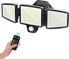 LED prožektorius su judesio jutikliu lauke, 18 W, 2000 lm, itin ryškus LED lauko šviestuvas su nuotolinio valdymo pulteliu, 5000 K šaltos baltos spalvos žibintas su 5 šviesos režimais, vandeniui atsparus prožektorius garažui, kiemui, sodui