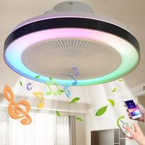 LED RGB lubų šviestuvas su ventiliatoriumi Tylus lubų ventiliatorius su apšvietimu ir nuotolinio valdymo pulteliu Dimmable "Bluetooth" garsiakalbis Muzikinis ventiliatoriaus šviestuvas Modernus lubų šviestuvas miegamajam Svetainės ventiliatorius