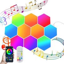 LED šešiakampis žaidimų sieninis apšvietimas 14 dalių šešiakampis RGB skydelis - šešiakampis medaus korio sieninis apšvietimas muzikos sinchronizavimo dekoracijos Hexa sieninis apšvietimas išmanusis šešiakampis žaidėjų kambario apdaila modulinė lempa