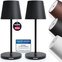 LED stalinė lempa belaidė (dviguba pakuotė, juoda, 28 cm) - aukščiausios klasės stalinė lempa su USB baterija, įkraunama - stalinė lempa, šilta šviesa, skirta naudoti patalpose ir lauke IP54