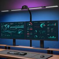LED stalinė lempa su RGB, 120 cm monitoriaus lempa, tvirtinama, reguliuojamo apšvietimo, dienos šviesos lempa su judesio jutikliu, šviesos jutikliu, nuotolinio valdymo pultu, laikrodžiu, skirta biurui, skaitymui, architektams, siuvėjams