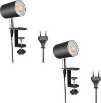 ledscom.de "Waika Clamp Light Switch Matte Black" su LED GU10 lempa 468 lm šiltai balta Pakuotė 2 vnt.