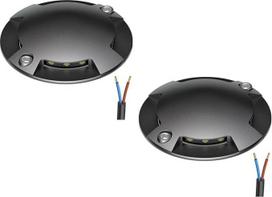 ledscom.de Apvalūs LED grindų žibintai, kelio ženklinimas lauke, IP67, 4 lemputės, antracito spalvos, apvalūs, 70 mm skersmens, šiltos baltos spalvos, 2 vnt.