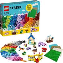 LEGO 11717 "Classic" itin didelė akmeninė dėžė su konstravimo plokštelėmis Kūrybinis ir konstravimo žaislas nuo 4 metų su ratukais, langais, durimis ir 4 pagrindo plokštelėmis