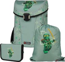 LEGO NINJAGO berniukų 1 klasės Spinjitzu meistro mokyklinis krepšys - 3 dalių lengvas ir šviesą atspindintis mokyklinio krepšio rinkinys su kuprine, pieštukine berniukui ir sporto krepšiu - lengvas ir atspindintis