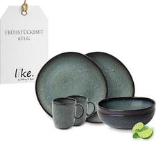like. by Villeroy & Boch - "Lave Gris Pottery Look" keramikos indų rinkinys, 6 dalys, pusryčių servizas 2 asmenims, pilkas