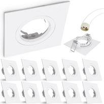 linovum 10 montavimo rėmelių rinkinys GU10 Square White su GU10 lemputės lizdu - 10x įleidžiami prožektorių rėmeliai LED, halogeninėms lemputėms, MR16
