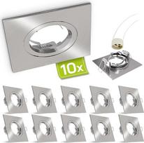 linovum 10x įleidžiamų prožektorių rinkinys Kvadratinis nerūdijančio plieno išvaizdos šlifuotas kvadratinis standus su GU10 lizdu, skirtas LED arba halogeniniams šviestuvams