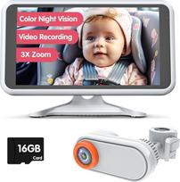Luckview Kūdikių automobilinė kamera Naktinis matymas Vaizdo įrašymas 3X priartinimas 5,2 colių automobilio sėdynės kamera su TF kortele HD 1080P 360° apsisukimas, skirtas atgalinei sėdynei BM3