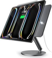 LULULOOK [Upgrade] Magnetinis belaidžio įkrovimo stovas "iPad Pro" 13 colių M5 (2025)/M4 (2024), sulankstomas "iPad Pro" stovas su 360° pasukama baze, 18 W įkrovimo aliuminio planšetinio kompiuterio stovas su USB C kabeliu